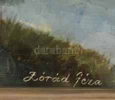 Zórád Géza (1896-1959): Vízparti fények. Olaj, karton. Jelezve jobbra lent. Dekoratív fakeretben. 20...