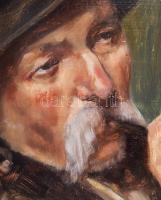 M Alexandru (?) jelzéssel: Pipázó férfi portréja, Bp., 1927. Olaj, karton. Fakeretben. 43x33 cm