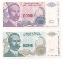 Bosznia-Hercegovina 1993. 100.000D + 100.000.000D T:UNC Bosnia-Hercegovina 1993. 100.000 Dinara + 100.000.000 Dinara C:UNC Krause P#154a, P#157a