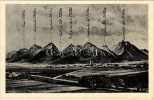 Tátra, Magas-Tátra, Vysoké Tatry; Magas Tátra Poprád felől. Václav Sálus / Vyoké Tatry z Popradu / view of the High Tatras from Poprad