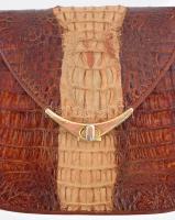 Krokodilbőr ridikül, jelzett, 20x15 cm