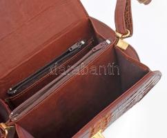 Krokodilbőr ridikül, jelzett, 20x15 cm