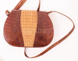 Krokodilbőr ridikül, jelzett, 20x15 cm