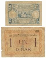 Szerb-Horvát-Szlovén Királyság DN(1919) 1D + 1921. 25p / 1/4D T:VG, szakadások
Kingdom of the Serbs...