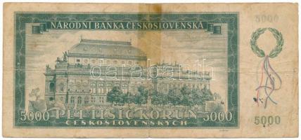 Csehszlovákia 1945. 5000K "11A 042551" T:F,VG Czechoslovakia 1945. 5000 Korun "11A 04...