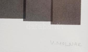 Vera Molnár (1924-): Kompozíció. Szitanyomat, papír. Jelzett. Számozott: 41/50. Üvegezett fakeretben...