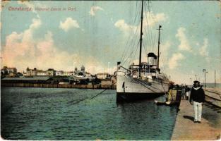 Constanta, Vaporul Dacia in port / steamship at the port, mariner (Rb)