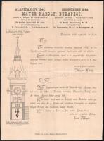 1890 Vaspálya-, épület- és toronyóragyár óra reklám nyomtatványok össz 8p.