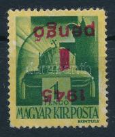 1945 Kisegítő 1P/1P fordított felülnyomással, gépszínátnyomattal (12.000) (saroktörés / folded corner)