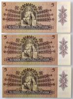 1939. 5P (3x, ebből 2x sorszámkövetők) T:UNC,AU / Hungary 1939. 5 Pengő (3x, with 2x sequential seri...