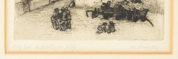 Olvashatatlan jelzéssel: Heidelberg. Rézkarc, papír. Jelzett, 24x18 cm Paszpartuban