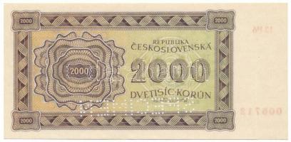 Csehszlovákia 1945. 2000K "SPECIMEN" perforációval, "13 Pô 006712" T:F szép papí...