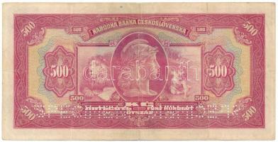 Csehszlovákia 1929. 500K "SPECIMEN" perforációval és kék "SLOVENSKY STAT" felülb...