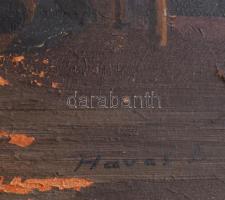 Havas jelzéssel: Zene-bona. Olaj, farost. Sérült. 24,5x34,5 cm. Dekoratív, sérült fakeretben