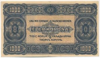 1923. 1000K piros "8 FILLÉR - NYOLC FILLÉR" felülbélyegzéssel, "B 84 084616" nyo...