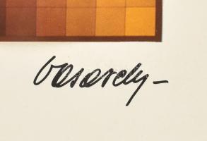 Vasarely Victor (1908-1997): Onnca. Ofszet nyomat, papír. Jelzett a nyomat alatt nyomtatva. Sarkaiba...