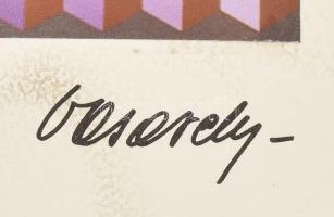 Vasarely Victor (1908-1997): Hatsoeg. Ofszet nyomat, papír. Jelzett a nyomat alatt nyomtatva. Sarkai...