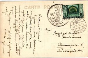 1940 Zilah, Zalau; Wesselényi szobor / statue. photo + "1940 Zilah visszatért" So. Stpl