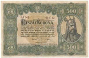 1920. 500K barna "5 A 001 083742" sorszámmal, "Orell Füssli Zürich" nyomdahely jelöléssel T:F Adamo K33