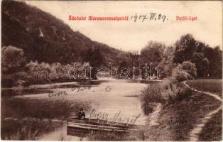 1907 Máramarossziget, Sighetu Marmatiei; Petőfi liget. Wizner és Dávid kiadása / park, lake (Rb)