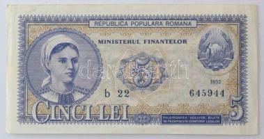 Románia 1952. 5L T:F szép papír Romania 1952. 5 Lei C:F nice paper Krause P#83b