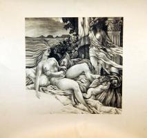 Töreki Ferenc: Aktok című ofszetnyomással készült 30x30cm-es képe szép állapotban