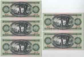 1969. 10Ft (5x) sorszámkövetők és közeli sorszámok "A 559" T:UNC,AU Adamo F7