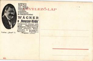 1913 Békéscsaba, Római katolikus templom. Hátoldalon Wágner "Hangszer-Király" reklám (EK)