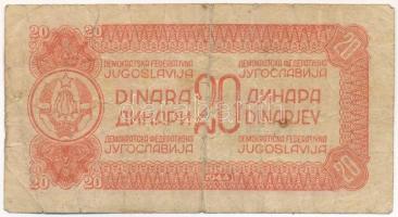 Jugoszlávia 1944. 20D T:VG, pici lyukak
Yugoslavia 1944. 20 Dinar C:VG, tiny holes
Krause P#51
