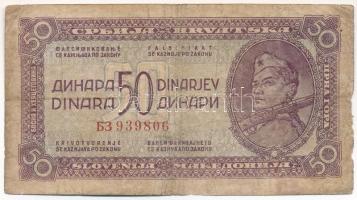 Jugoszlávia 1944. 50D T:VG, tűlyuk Yugoslavia 1944. 50 Dinar C:VG, pinhole Krause P#52