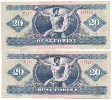 1980. 20Ft (2x) sorszámkövetők "C 371 007052 - C 371 007053" T:XF Adamo F17