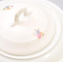 Zsolnay virágmintás teakiöntő és cukortartó, jelzett, m: 12-17 cm