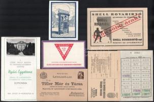 cca 1900-1930 7 db reklám nyomtatvány, József nádor műszaki egyetem nyári egyetem műsorfüzet stb