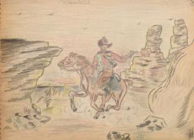 Olvashatatlan jelzéssel vagy jelzés nélkül, XX. sz. közepe-második fele: Vázlatfüzet 14 db rajzzal é...