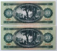 1957. 10Ft (2x) sorszámkövetők "A 084 064123 - A 084 064124" T:UNC,AU Adamo F4