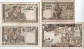 Szerbia / Német megszállás 1941. 50D + 500D (2x) + 1000D T:F-VG, pici lyuk, folt
Serbia / German oc...