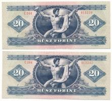 1980. 20Ft (2x) közeli sorszámok "C 364" T:F szép papír Adamo F17