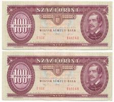 1992. 100Ft (2x) közeli sorszámok "B 656" T:UNC,AU