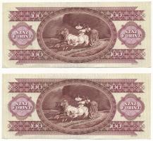 1992. 100Ft (2x) közeli sorszámok "B 656" T:UNC,AU