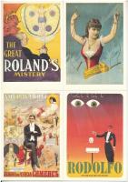 Artisten- und Zirkusplakate Magie - 12 modern reprint reklám képeslap tokban: cirkuszi plakátok (közte Rodolfo) / 12 modern reprint advertising postcards in case: circus posters