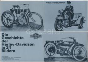 Die Geschichte der Harley-Davidson in 24 Bildern - 24 db modern ezüstös képeslap motorokkal / 24 modern silver postcards with motobikes