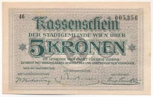 Ausztria / Bécs 1918. 5K helyi bankjegy T:VF Austria / Wien 1918. 5 Kronen local banknote C:VF