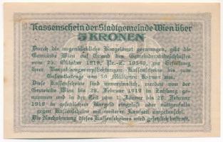 Ausztria / Bécs 1918. 5K helyi bankjegy T:VF Austria / Wien 1918. 5 Kronen local banknote C:VF