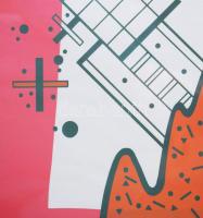 Bak Imre (1939-2022): Geometria és gesztus (cím nélkül). Szitanyomat, papír. Jelzés nélkül. Üvegezet...