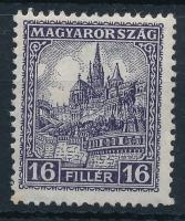 1926 Pengő-fillér I. 16f feketésibolya színben, 14 : 14 1/4 fogazással. Rendkívül ritka, szinte a legtöbb gyűjteményből hiányzik! RR! (ránc / crease)