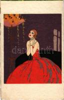 Italian lady art postcard. Ditta A. Guarneri 2445 (Milano)