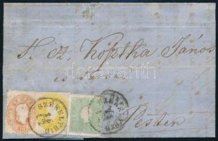 1861 1858 3kr és 1861 2kr és 10kr vegyes bérmentesítés levélen / 1858 3kr + 1861 2kr, 10kr mixed franking on cover "SZÉKELYHÍD" - Pest (Ferchenbauer EUR 7.500,-)