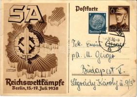 1938 SA Reichswettkämpfe Berlin 15-17. Juli 1938 / Sturmabteilung imperial competition games, German NSDAP Nazi Party propaganda, swastika; 6 Ga. s: Werner von Axster-Heudtlaß (EB)