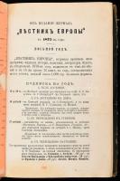 1872 Vestnik Evropy (,,Európa Hírnöke") c. orosz liberális folyóirat VII. évf. 10. kötete. Szen...