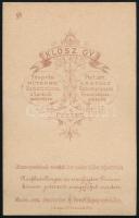 cca 1872 Elegáns fiatal férfi portréja, vizitkártya Klösz György (1844-1913) pesti műterméből, jó ál...